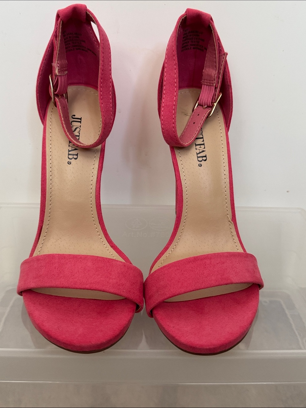 JustFab Hot Pink Suede Ankle-Strap Block Heels